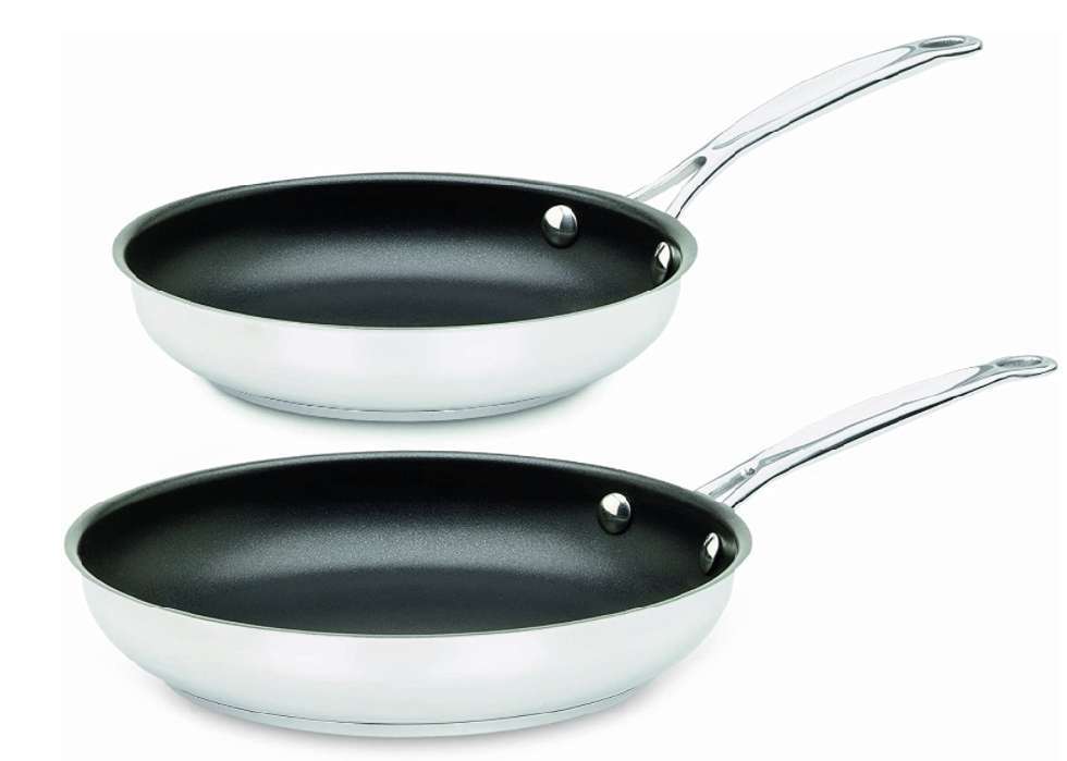 Cuisinart Chef's Classic Stainless Nonstick 2-Piece 9-Inch and 11-Inch Skillet Set - Black And Silver 