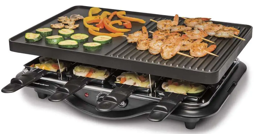 Hamilton Beach 8-Serving Raclette Electric Indoor Grill, Ideal for Parties and Family Fun, Black (31612-MX)