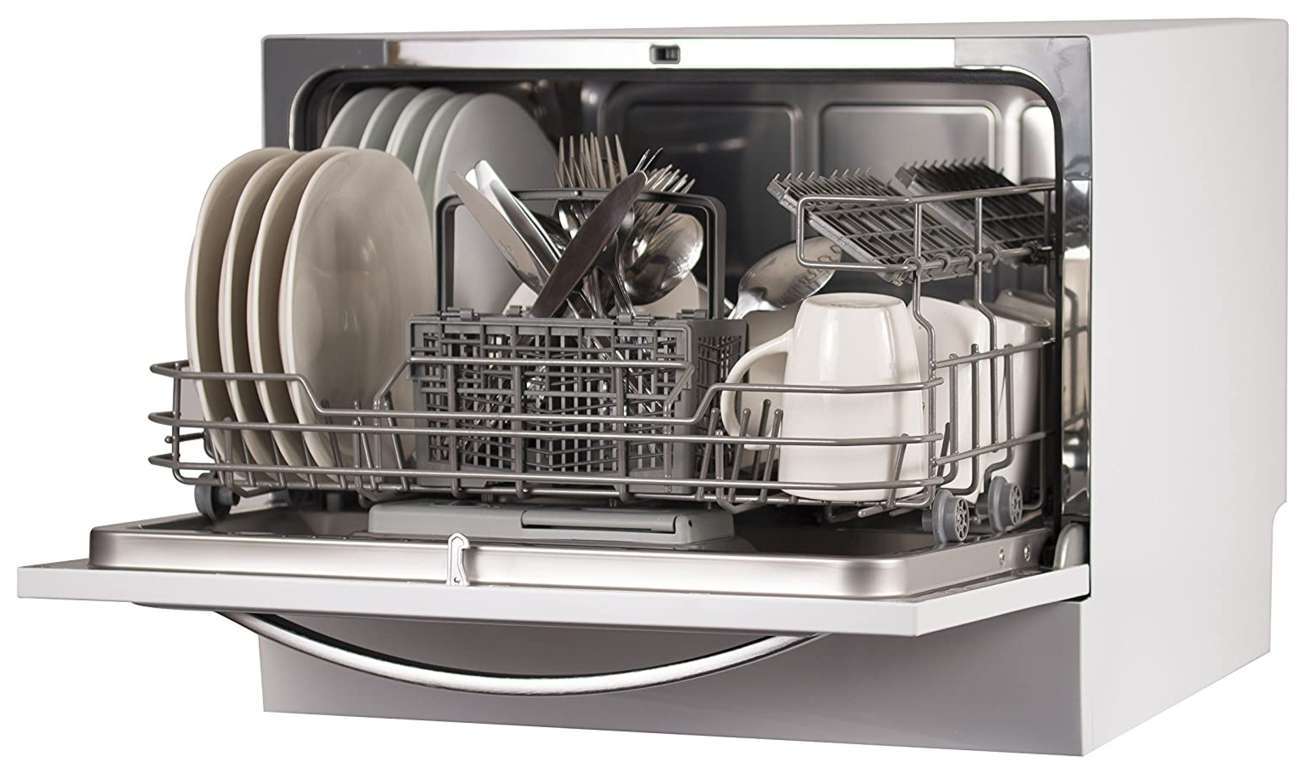 BLACK+DECKER BCD6W Compact Countertop Dishwasher, 6 Place Settings, White