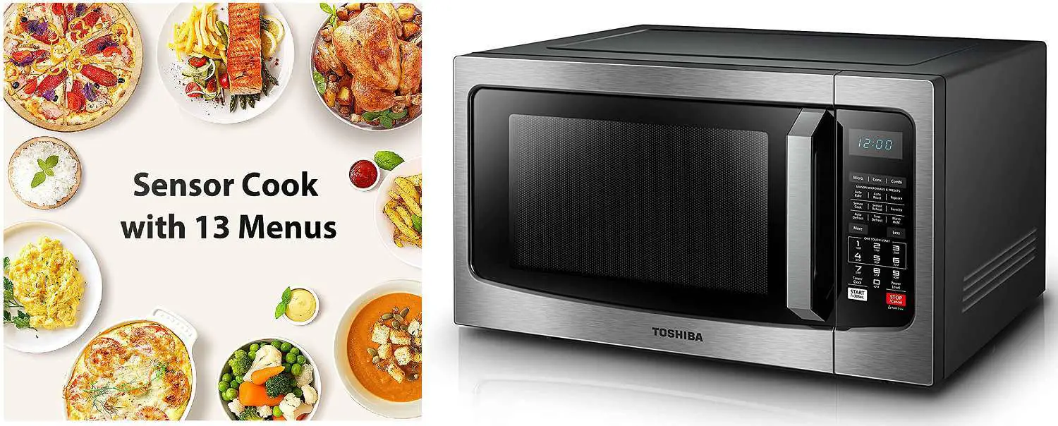 Toshiba EC042A5C-SS Countertop Microwave Oven with Convection, Smart Sensor, Sound On/Off Function and LCD Display, 1.5 Cu.ft, Stainless Steel